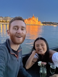 Claire and Peter Budapest Evening Cruise Unlimited Drinks Prosecco